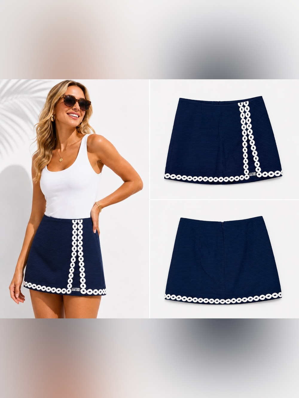 Lilly Pulitzer Michelina Mini Skort 6 Navy Blue White Ring Eyelet